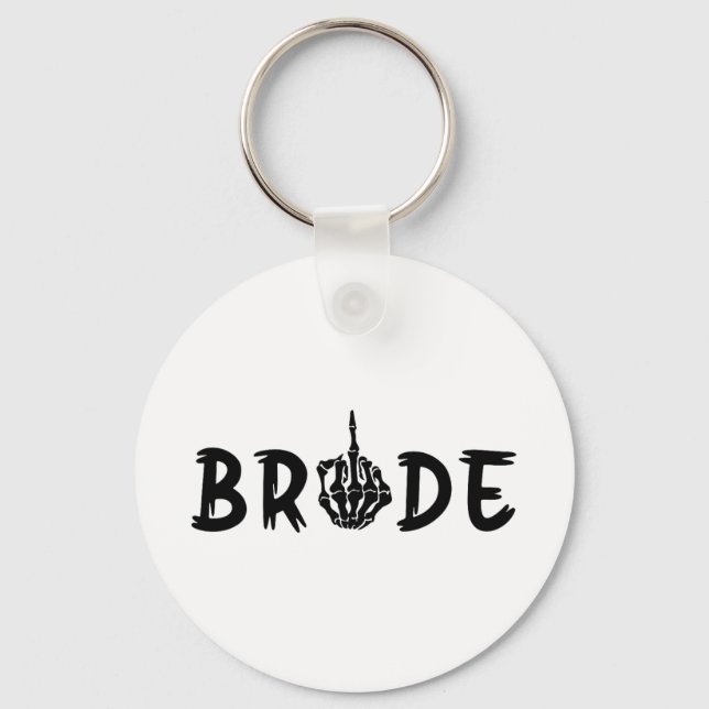 Halloween Wedding Bride Groom Skeleton Till Death  Key Ring (Front)
