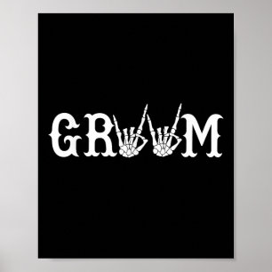 Halloween Wedding Bride Groom Skeleton Till Death Poster