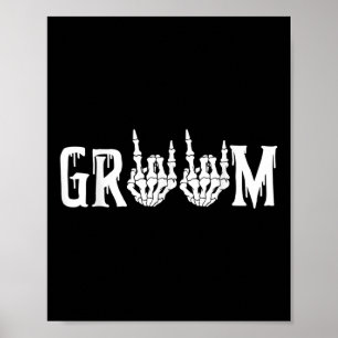 Halloween Wedding Bride Groom Skeleton Till Death  Poster