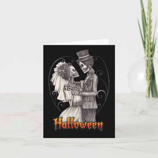 Halloween Wedding Day In October - Bride And Groom Card (Front)