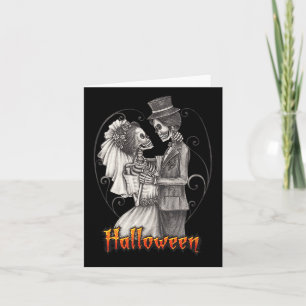 Halloween Wedding Day In October - Bride And Groom Card