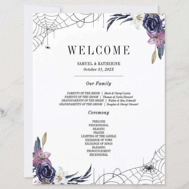 Halloween Wedding Family Introducing Welcome Sign (Front)