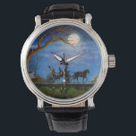 Halloween,wedding,gift,horse,carriage,witch,wizard Watch<br><div class="desc">Halloween wedding/honeymoon adult size watch. Great as a wedding/shower gift for that special lady. Original art titled "Halloween Honeymoon" by Christine Altmann</div>