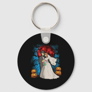 Halloween Wedding Gift Skeleton Couple Bride Groom Key Ring