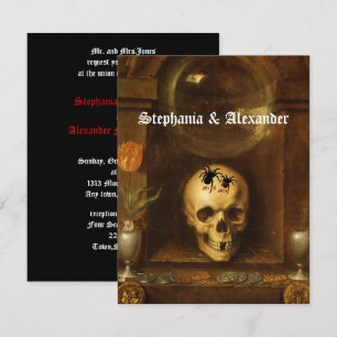 Halloween Wedding, Goth, Skull, Custom Invitation
