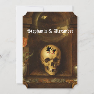 Halloween Wedding Goth, Skull, Spiders Invitation