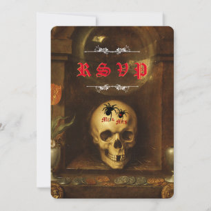 Halloween Wedding Goth, Skull, Spiders RSVP cards