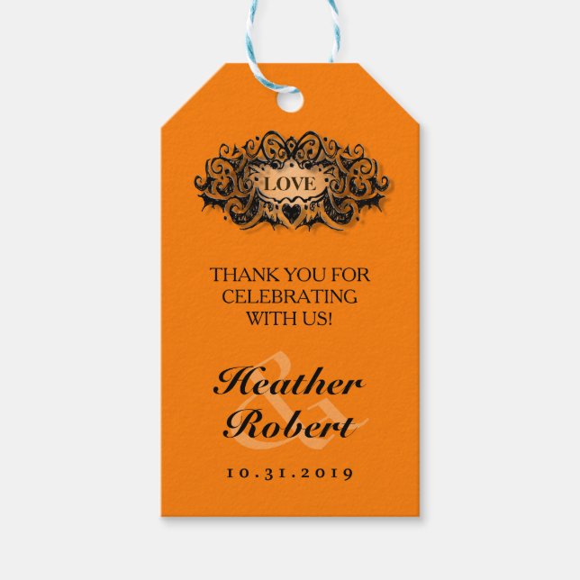 Halloween Wedding Gothic Bold Love Thank You Tag (Front)