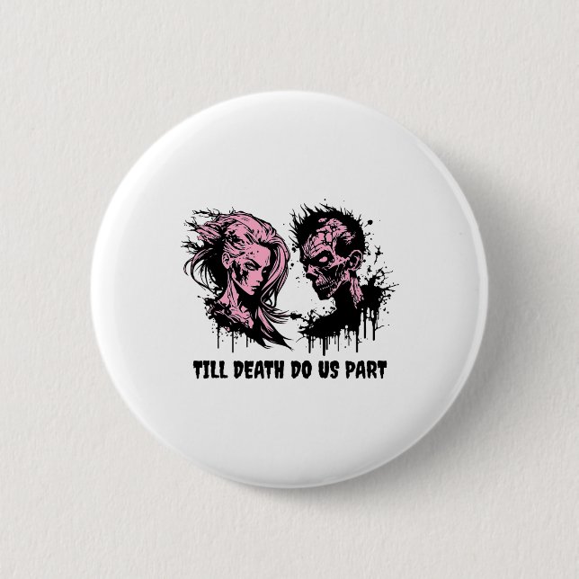 Halloween Wedding Gothic Bride Groom Zombies Till  6 Cm Round Badge (Front)