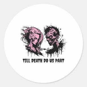 Halloween Wedding Gothic Bride Groom Zombies Till  Classic Round Sticker