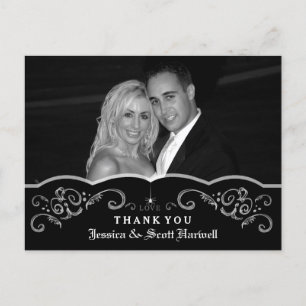 Halloween Wedding Gothic Scroll Photo Thank You Postcard