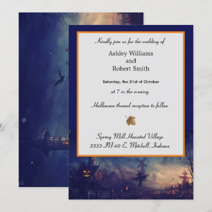 Halloween Wedding Invitation Flat Card Haunted