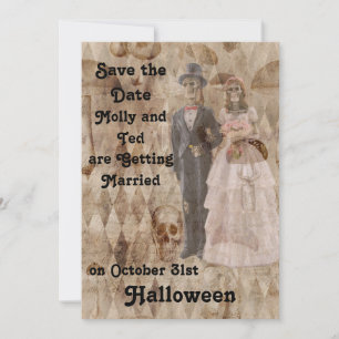 Halloween Wedding Invitation in Tan