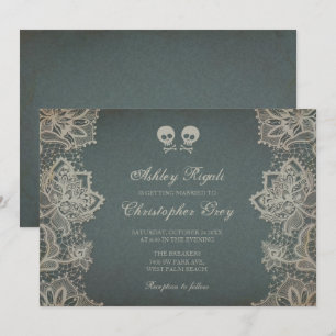 Halloween Wedding Invitation - Vintage Grey