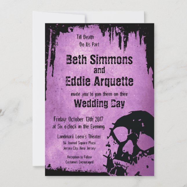 Halloween Wedding Invitation with Skull (Front)