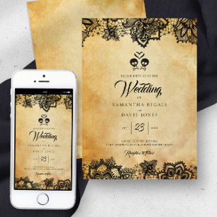 Halloween Wedding Invitations Elegant Skull