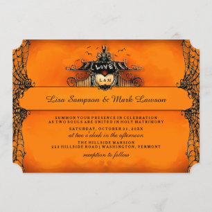 Halloween Wedding Invite - Orange & Black Love