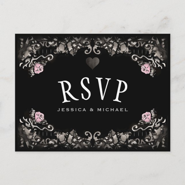 Halloween Wedding Matching RSVP PostCards Cemetery (Front)