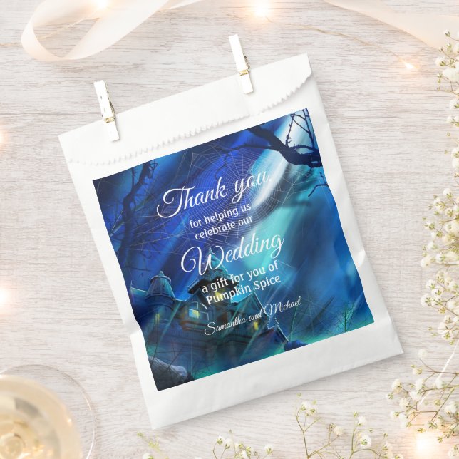 Halloween Wedding Midnight Thank You Add Names Favour Bags (Clipped)