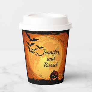 Halloween Wedding Personalise Names Hot Cold Paper Cups