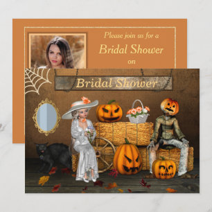 Halloween Wedding Photo Bridal Shower Invitation