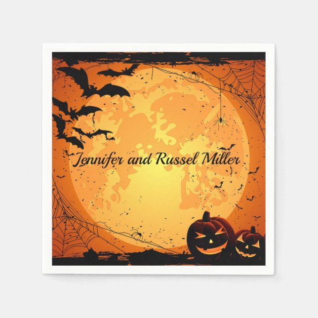 Halloween Wedding Reception Personalise Paper Napkin (Front)