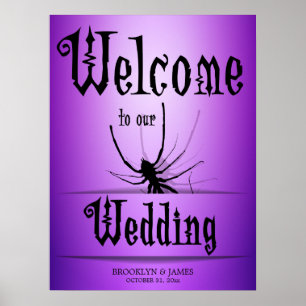 Halloween Wedding Reception Sign Purple Spider