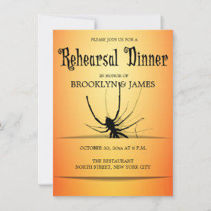 Halloween Wedding Rehearsal Invites Orange Spider