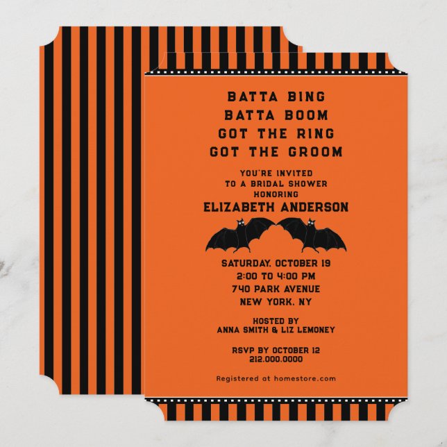 Halloween Wedding Shower Invitation (Front/Back)