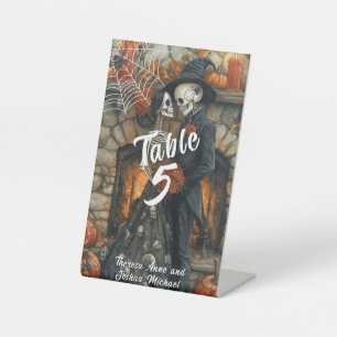  Halloween Wedding Skeletons Black Spiders Bat   Pedestal Sign