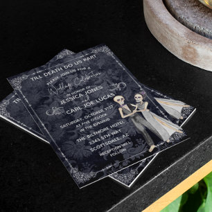 Halloween Wedding Skeletons Invitation Budget  Flyer