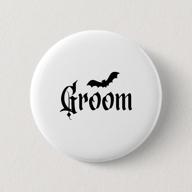 Halloween Wedding Spooky Groom Bride Couple Matchi 6 Cm Round Badge (Front)