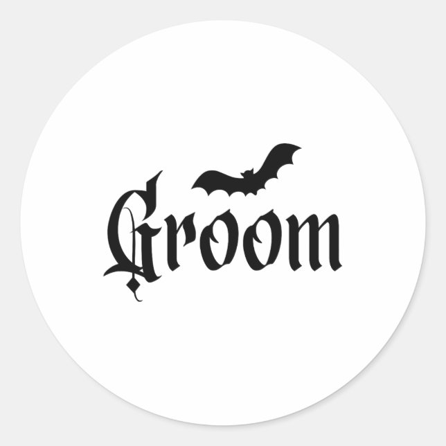 Halloween Wedding Spooky Groom Bride Couple Matchi Classic Round Sticker (Front)