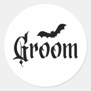 Halloween Wedding Spooky Groom Bride Couple Matchi Classic Round Sticker
