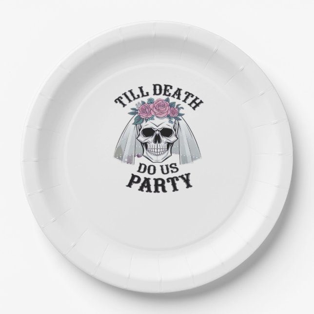Halloween Wedding Spooky - Till Death Do Us Party Paper Plate (Front)
