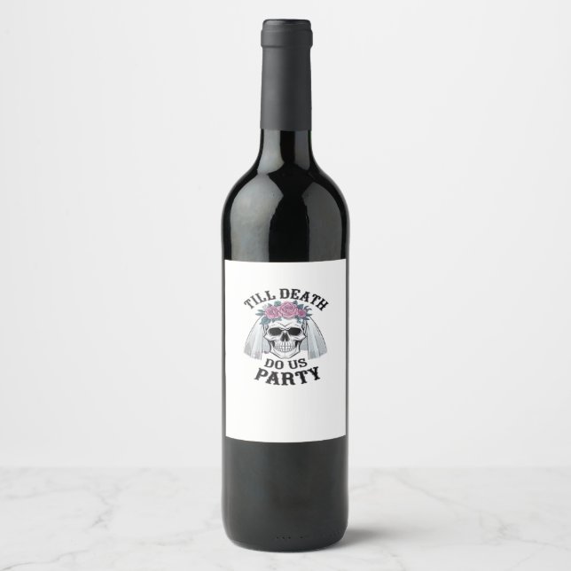Halloween Wedding Spooky - Till Death Do Us Party Wine Label (Front)