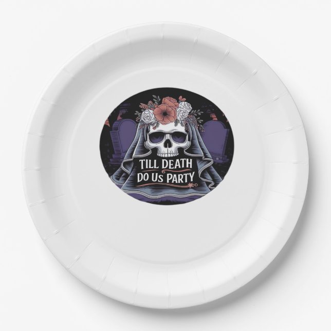 Halloween Wedding Spooky Wedding Halloween Party T Paper Plate (Front)