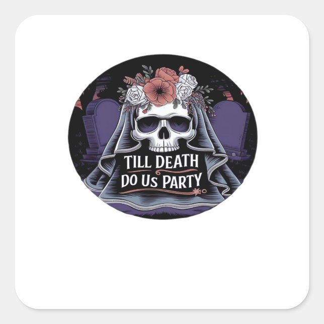 Halloween Wedding Spooky Wedding Halloween Party T Square Sticker (Front)