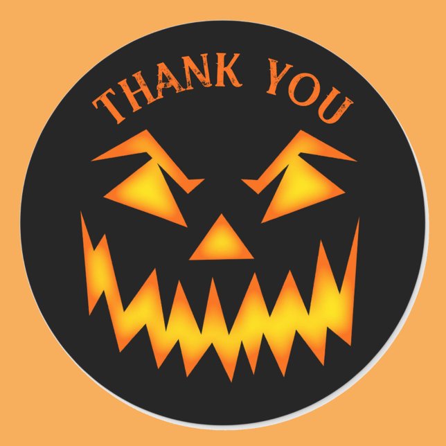 Halloween Wedding Thank You Scary Jack O Lantern Classic Round Sticker (Creator Uploaded)