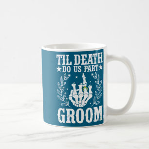 Halloween wedding til death do part groom skeleton coffee mug