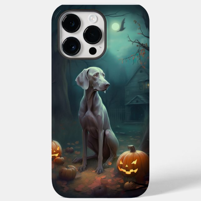 Halloween Weimaraner With Pumpkins Scary Case-Mate iPhone Case (Back)