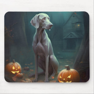 Halloween Weimaraner With Pumpkins Scary Mouse Mat
