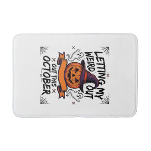 Halloween Weird Shirt With Pumpkin Ghosts_1 Bath Mat
