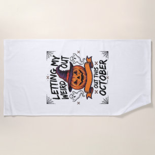 Halloween Weird Shirt With Pumpkin Ghosts_1 Beach Towel