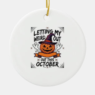 Halloween Weird Shirt With Pumpkin Ghosts_1 Ceramic Tree Decoration