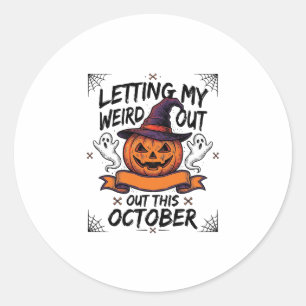 Halloween Weird Shirt With Pumpkin Ghosts_1 Classic Round Sticker