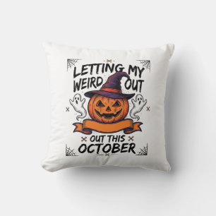 Halloween Weird Shirt With Pumpkin Ghosts_1 Cushion
