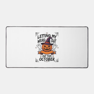 Halloween Weird Shirt With Pumpkin Ghosts_1 Desk Mat