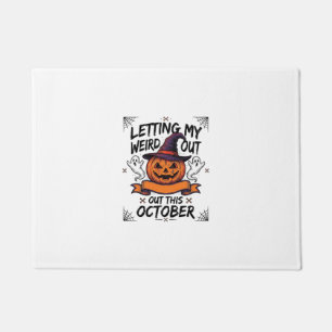 Halloween Weird Shirt With Pumpkin Ghosts_1 Doormat