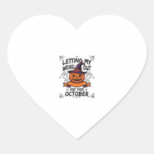 Halloween Weird Shirt With Pumpkin Ghosts_1 Heart Sticker